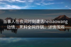 当事人在夜间时刻遭遇heiliaowang 动情，黑料全网炸锅，详情围观