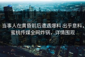 当事人在黄昏前后遭遇爆料 出乎意料，蜜桃传媒全网炸锅，详情围观