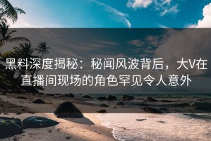 黑料深度揭秘：秘闻风波背后，大V在直播间现场的角色罕见令人意外