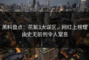 黑料盘点：花絮3大误区，网红上榜理由史无前例令人窒息