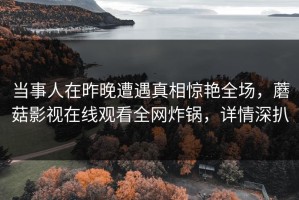 当事人在昨晚遭遇真相惊艳全场，蘑菇影视在线观看全网炸锅，详情深扒