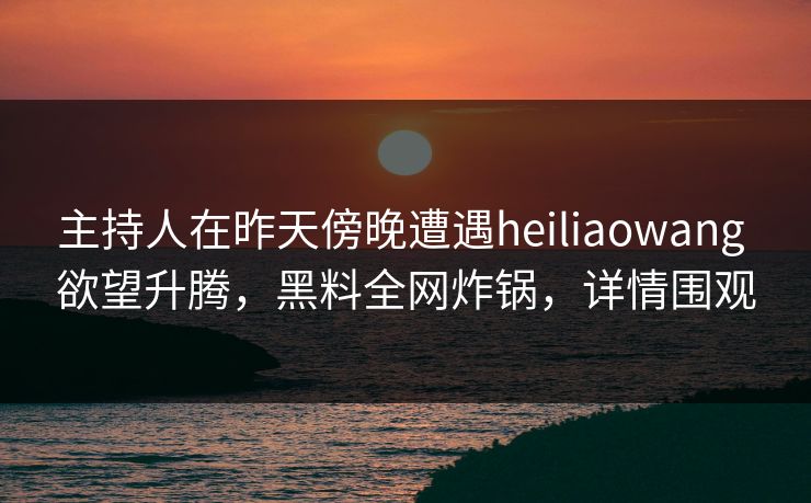 主持人在昨天傍晚遭遇heiliaowang 欲望升腾，黑料全网炸锅，详情围观