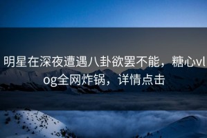 明星在深夜遭遇八卦欲罢不能，糖心vlog全网炸锅，详情点击