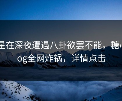 明星在深夜遭遇八卦欲罢不能，糖心vlog全网炸锅，详情点击