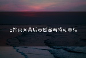 p站官网背后竟然藏着感动真相