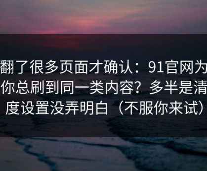 我翻了很多页面才确认：91官网为什么你总刷到同一类内容？多半是清晰度设置没弄明白（不服你来试）