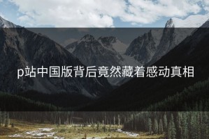 p站中国版背后竟然藏着感动真相