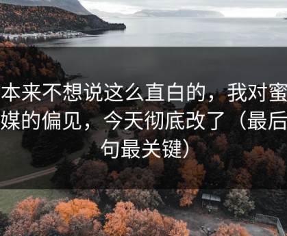 我本来不想说这么直白的，我对蜜桃传媒的偏见，今天彻底改了（最后一句最关键）
