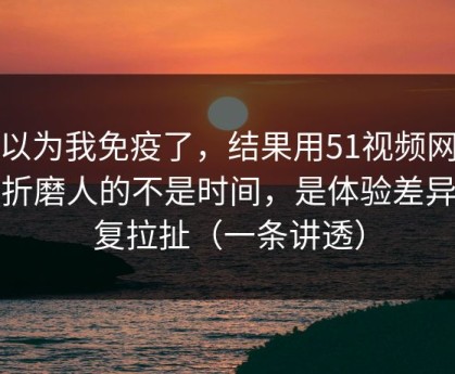 我以为我免疫了，结果用51视频网站最折磨人的不是时间，是体验差异反复拉扯（一条讲透）