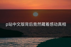 p站中文版背后竟然藏着感动真相