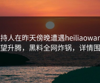 主持人在昨天傍晚遭遇heiliaowang 欲望升腾，黑料全网炸锅，详情围观