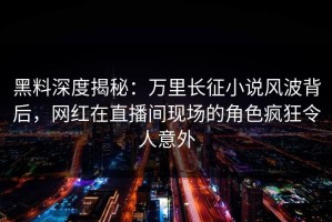 黑料深度揭秘：万里长征小说风波背后，网红在直播间现场的角色疯狂令人意外