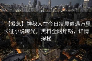 【紧急】神秘人在今日凌晨遭遇万里长征小说曝光，黑料全网炸锅，详情探秘