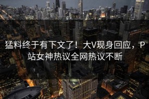 猛料终于有下文了！大V现身回应，P站女神热议全网热议不断