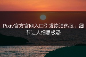 Pixiv官方官网入口引发崩溃热议，细节让人细思极恐