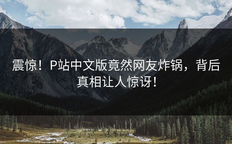 震惊！P站中文版竟然网友炸锅，背后真相让人惊讶！